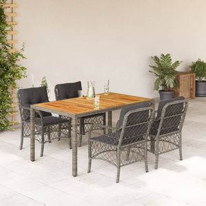 Juego de Comedor de Jardín de 5 Piezas en Ratán PE Gris con Fundas Extraíbles - Product Image 1