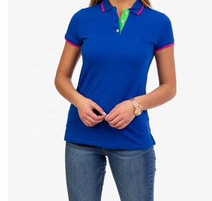 T-shirt décontracté à manches courtes boutonné en coton et fibre de bambou tricoté, respirant, à motif uni, avec logo personnalisé pour femme - Product Image 1