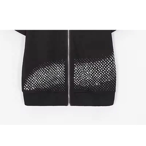 Survêtement unisexe noir à fermeture éclair, manches courtes, motif à pois, respirant, style sportif, longueur intégrale, en polyester, pour adulte, tenue d'été. - Product Image 6