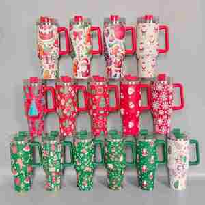 Halloween Christmas Gifts USA WAREHOUSE Double Walled Stainless Steel Travel Mug 40oz Tumbler With Handle Sublimation Blanks Cup - Product Image 1