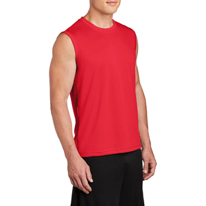T-shirt décontracté rouge sans manches en coton pour homme, idéal pour la salle de sport, la maison ou les activités de plein air. - Product Image 4