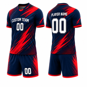 Ensemble de maillots de football pour adultes à manches courtes, sublimation, shorts, kit d'entraînement personnalisé vierge pour équipe, respirant, sans marque - Product Image 6