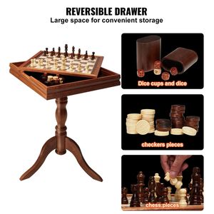 Mesa de Juego 3 en 1 de Madera Premium de 18 Pulgadas, Mesa de Ajedrez, Damas y Backgammon, Mueble de Juego de Lujo con Piezas de Ajedrez para Uso Doméstico - Product Image 5