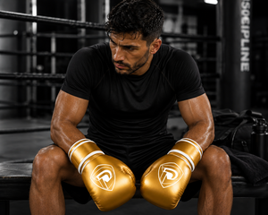 Gants de boxe professionnels portables Dumela International en cuir véritable blanc doré, personnalisables, de haute qualité pour l'entraînement - Product Image 4