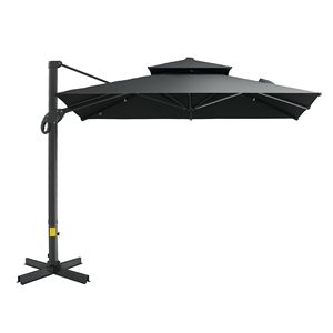 Parasol de terrasse déporté gris de 3 m, forme carrée, base en aluminium avec rotation à 360 degrés pour hôtels - Product Image 1