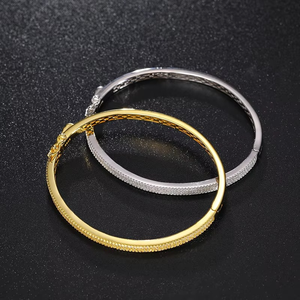 กำไลข้อมือทองคำ 14K หรูหรา ประดับเพชรแล็บโกรว์แบบฝังเต็ม ดีไซน์ฮิปฮอปวิบวับ หลายแถว สามารถซ้อนกันได้ - Product Image 1