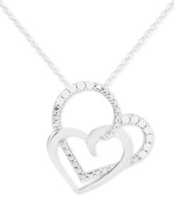 สร้อยคอเพชรหัวใจคู่18 "(1/10 ct. T.W.) ในเงินสเตอร์ลิง | เมซี่ - Product Image 1