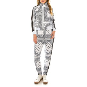 Ensemble de survêtement sportif 2-en-1 personnalisé pour femme, imprimé, décontracté, avec sweat à capuche et pantalon de jogging à cordon, pour la gym et le fitness, vente en gros - Product Image 2