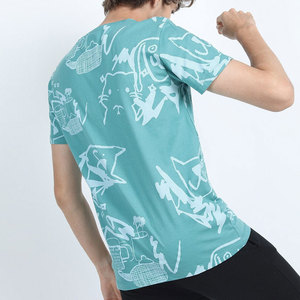 เสื้อยืดคอกลมแขนสั้นผู้ชาย สีฟ้าอ่อน ลายพิมพ์สีขาว สไตล์ลำลอง ทรงปกติ ผ้าถัก 100% คอตตอน ระบายอากาศได้ดี - Product Image 2