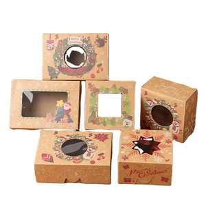 Boîtes en papier en gros pour Noël, boîte cadeau rigide pour collations, boîte en papier kraft de Noël avec fenêtre, boîte transparente pour desserts - Product Image 1