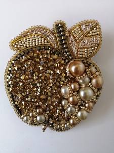 Decorative Embroidery <b>Beaded</b> Brooch Pin with Premium Pearls Crystals and Fine <b>Needle</b> Embroidery Handcrafted Embroidery <b>Beaded</b> Br - Product Image 3