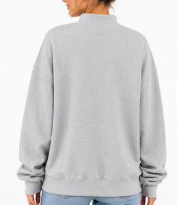 Sweat-shirt à col roulé personnalisé avec impression de lettres pour femme, gris, mélange de coton, tricoté, décontracté, coupe classique, automne - Product Image 6