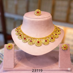 Parure de collier et boucles d'oreilles de luxe vintage doré, ornée de zircons faits main avec motifs de feuilles suspendues, idéale pour mariage 23139 - Product Image 2