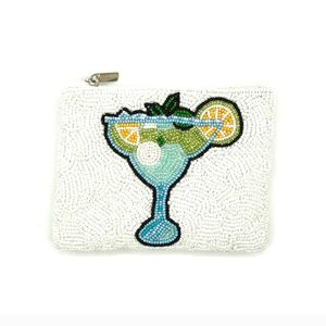 Margarita Beaded <b>Coin</b> <b>Purse</b> Summer Drink Mini Wallet Fun Party Pouch - Product Image 1
