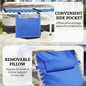 Set di 2 Sedie Pieghevoli da Esterno Blu Navy per Prendere il Sole - Product Image 2