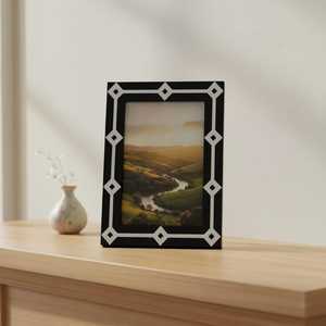 Green Rectangular MDF Photo <b>Frame</b> With <b>White</b> and Green Resin Inlay Design Vertical Tabletop Handmade Decorative <b>Picture</b> <b>Frame</b> - Product Image 3