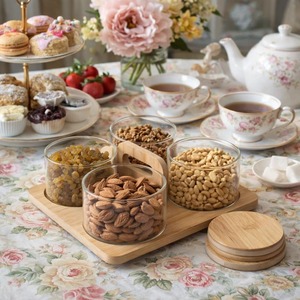 Kitchen Decorative Food Storage Container Glass <b>Jam</b> <b>Jar</b> Wooden Lid Glass Canister for Beans Rice Sugar kitchen table decor use - Product Image 2