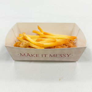 French Fries Boat Shape Disposable Eco-Friendly Biodegradable Kraft Paper Food Grade Restaurant Food Tray with Custom Logo - Product Image 1