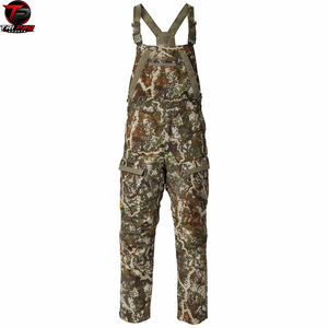 Men Outdoor Camouflage Hunting Field Bib Overalls Back View Elastic Back Waistband Crossback <b>Suspenders</b> Side Waist Adjustment - Product Image 1