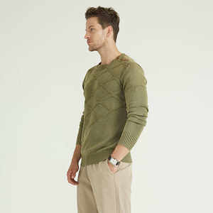 Suéter de Punto Personalizado con Cuello Redondo y Mangas Largas, Ropa de Invierno Gruesa al por Mayor para Hombre - Product Image 3