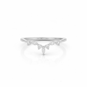 IGI Certified DEF Color VS VVS Clarity Lab Created Diamond Curved Chevron Wedding Party <b>Stacking</b> Ring 10K 14K Solid Yellow Gold - Product Image 3