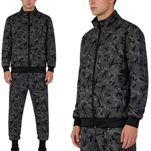 Men’s Camouflage Tracksuit Long Sleeve Zip-Up Jacket And Jogger Sweatpants Casual Activewear <b>Set</b> Stand-Up Collar - Product Image 1