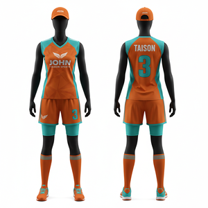 Uniforme de handball pour femmes en polyester et élasthanne de qualité supérieure 150 GSM, design à panneaux rouge et noir, logo personnalisé par sublimation, ensemble d'uniformes de handball - Product Image 2