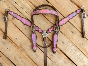 Ensemble d'Équipement Équestre en Cuir DD Western Fait Main de Haute Qualité, Couleurs Assorties, Tailles Personnalisées, Comprend une Têteuse et un Collier de Poitrine - Product Image 3