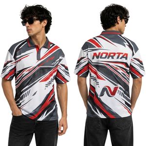 Camisetas Polo Sublimadas para Hombre, Estilo Profesional, Tejido de Poliéster y Spandex de 220 GSM, Textura Gris Jaspeado Minimalista - Product Image 3