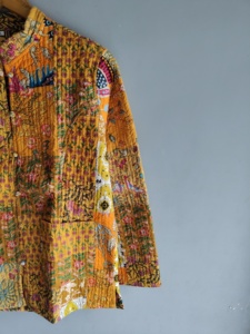 Quilted <b>Patchwork</b> <b>Jacket</b> Women's Mandarin Collar Full Sleeve Cotton Autumn Style Regular Length Button Closure gifts for her - Product Image 5
