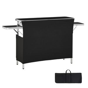 Tavolo da Bar Pieghevole Portatile 110x39x88 cm con Borsa per il Trasporto, Ripiano Portaoggetti, Gonna Rimovibile, Montaggio Rapido e Semplice per Seminterrato - Product Image 1