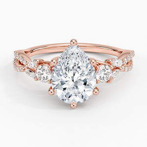 Anillo de Compromiso de Diamantes con Corte de Pera, Tres Piedras, Oro Amarillo de 14K, Diamantes Cultivados en Laboratorio, Certificado IGI, Anillo de Boda para Mujer, Regalo de la India - Product Image 3