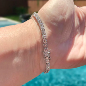 Pulsera de tenis de plata 925 con diamantes de moissanita de corte brillante redondo, engaste clásico de puntas, joyería fina de lujo brillante, regalo - Product Image 2