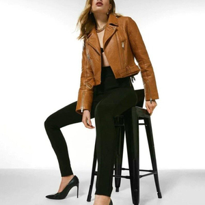 เสื้อแจ็คเก็ตหนังผู้หญิง หนังแท้ หนังแกะ หนังวัว ทรงเข้ารูป เสื้อคลุมแฟชั่นฤดูหนาว สไตล์ลำลองแนวสตรีท - Product Image 2