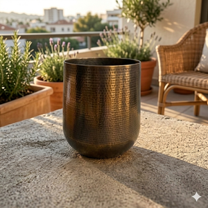 Tall Design Nickel Finished Metal Vases Hammered Decorative Table Centerpiece Home Living Room Wedding Party Decoration - Product Image 4