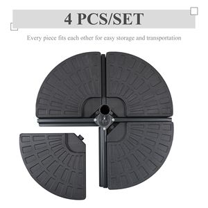 Set di 4 basi per ombrellone da patio, pesi per ombrellone a braccio laterale da esterno con capacità di 52 e 112 libbre e serbatoio d'acqua da 52 litri - Product Image 4