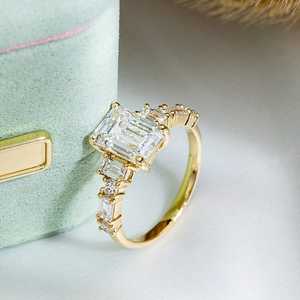 Lab Grown 2.00Ct Emerald Cut Diamond Cluster <b>Ring</b> For Women's 14K Solid Gold Fine Anniversary Surprise Gift For Girlfriends - Product Image 2