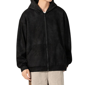 Fabrication OEM/ODM, logo personnalisé, sweat à capuche zippé 400 g/m², effet délavé, pour homme, hiver, extérieur, respirant, polyester/coton - Product Image 4