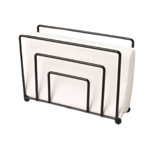 Modern Metal Wire Napkin Holder with Wooden Base Geometric <b>Tissue</b> Dispenser Tabletop <b>Paper</b> Napkin Rack for Restaurant Hotel Home - Product Image 2