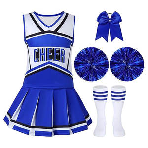 Traje de animadora para niñas, disfraz de Halloween para niños de 5 a 12 años, conjunto de uniforme de animadora, disfraz elegante para fiesta, cumpleaños, eventos escolares - Product Image 1