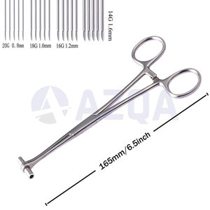 Pinces à tube récepteur en acier inoxydable de 6,5 pouces avec inserts 14G, 16G, 18G et 20G pour piercing corporel (vente en gros) - Product Image 2