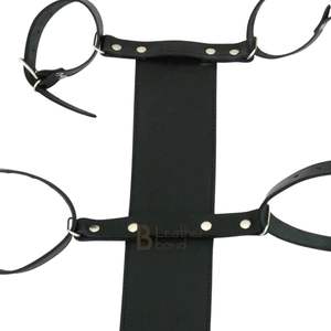 9 Piece Leather <b>Bondage</b> Kit with Cuffs Collar Leash and Connectors - Product Image 4