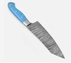 Cuchillos SM, Cuchillo de Chef de Acero Damasco de Grado Industrial Hecho a Mano, Grosor de 2.5 mm, Longitud de 13 Pulgadas, Mango de Mármol, Funda de Cuero, OEM/ODM - Product Image 2