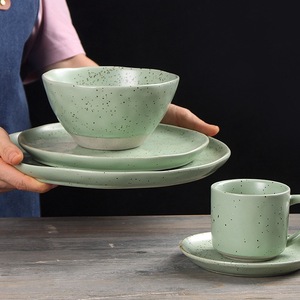 Meal <b>set</b> for 1-person (4 pieces) of Retro design smooth underglaze Ceramic <b>Dinnerware</b> <b>Set</b> unique pattern available in 7 colours - Product Image 2