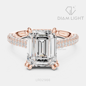 Elegante Anillo de Diamante Cultivado en Laboratorio con Corte Esmeralda de 3.71CT en Oro Blanco de 14KT, Certificado IGI, Color F+, Claridad VS+, Joyería de Compromiso y Boda - Product Image 3