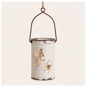 Fine Quality Metal <b>Lantern</b> with Handle White Halloween Skeleton Luminary for Outdoor Porch Decor and Spooky Party Centerpiece - Product Image 3