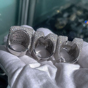 แหวนตัวอักษรสั่งทำพิเศษ เพชรโมอิสซาไนต์ VVS ทรงบาแกตต์ เงินแท้ 925 เครื่องประดับฮิปฮอป แหวนชื่อตัวอักษรย่อส่วนตัว - Product Image 5