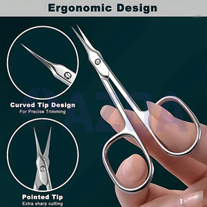 Ciseaux à cuticules en acier inoxydable à pointe fine courbée, lames aiguisées, pour droitiers, durables, pour la coupe des ongles, manucure professionnelle - Product Image 6