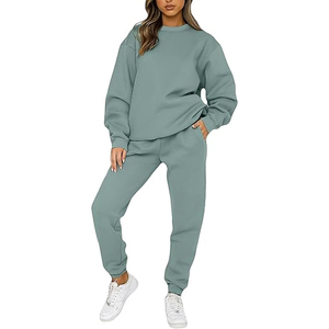 Conjunto de Sudadera con Capucha Oversize y Pantalones Cortos de Pierna Ancha de Felpa Elástica para Mujer, Estilo Urbano Esencial, 2 Piezas - Product Image 2