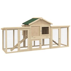 Pollaio in Legno a Doppio Recinto con Nido e Rampe con Vassoio Rimovibile, Gabbie per Animali Tipo H e A per Giardino, Cortile e Fattoria - Product Image 1